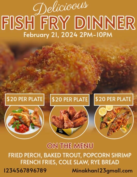 Maximalist  Fish Fry Fundraiser Flyer, Editable Fish Fry Flyer (us Letter) Pamflet (VSA Brief) template