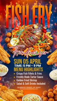 Пурпурный Fish Fry Fundraiser Instagram Story Template