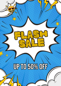 Blue Flash Sale Promotion A3 Template
