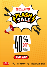 Orange Flash Sale Promotion A5 Template