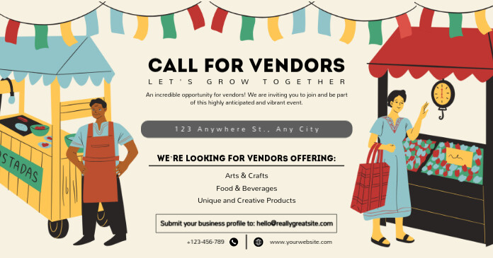 Maximalist Flea Market Vendors Calling Ads Facebook Shared Image template