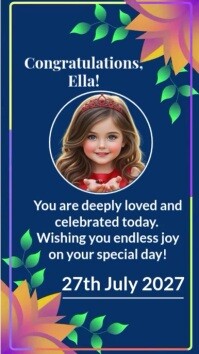 Maximalist Floral Greetings Video. Birthday Congratulations And More Digital Display (9:16) template