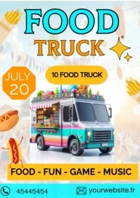 Maximalist Food Truck Festival Party Flyer A4 template