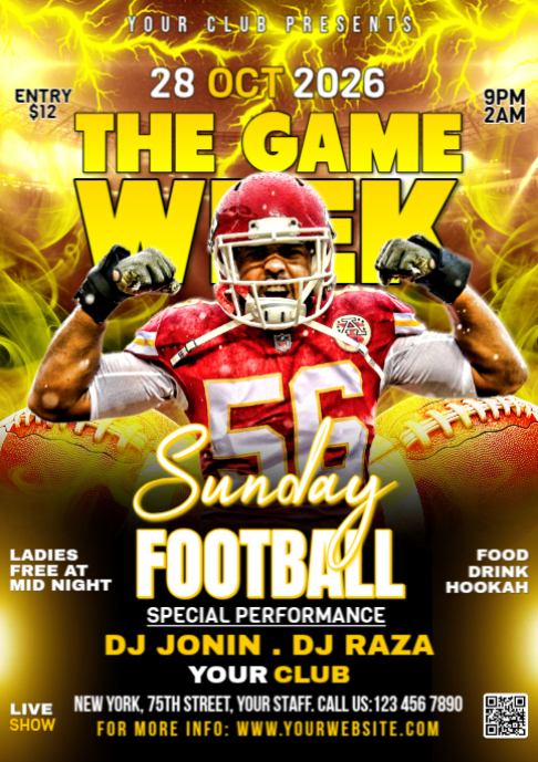 Maximalist Football Game Week Flyer A2 template