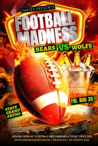 Maximalist Football Madness Flyer  Banner 4' × 6' template