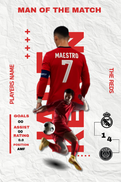 Maximalist Football Player Of The Match Template Fully Customizable  Poster