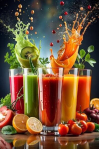 Maximalist Fresh Juice Splash – Colorful Smoothie Background Poster Cartaz template