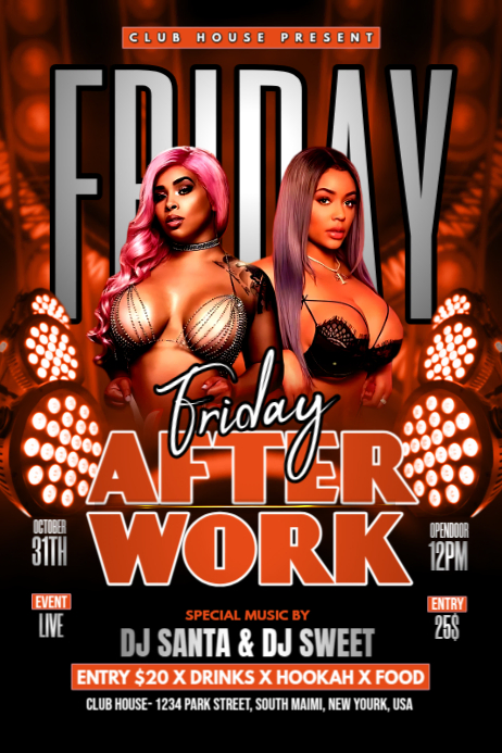 Maximalist Friday After Work  Banner 4' × 6' template