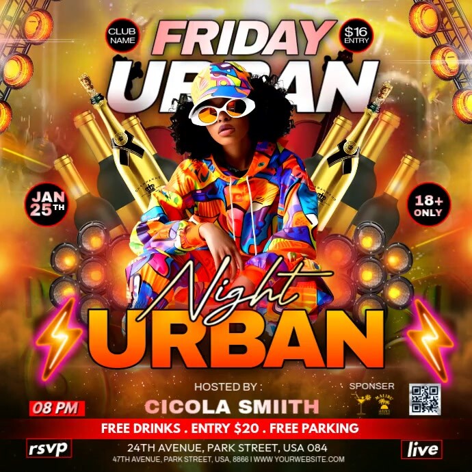 Maximalist Friday Urban Party Instagram Post template