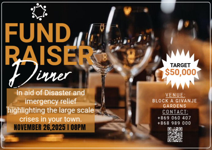 Plantilla de Maximalist Fundraiser Dinner A4 | PosterMyWall