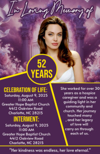 Maximalist Funeral Announcement Flyer, Funeral Tabloid template