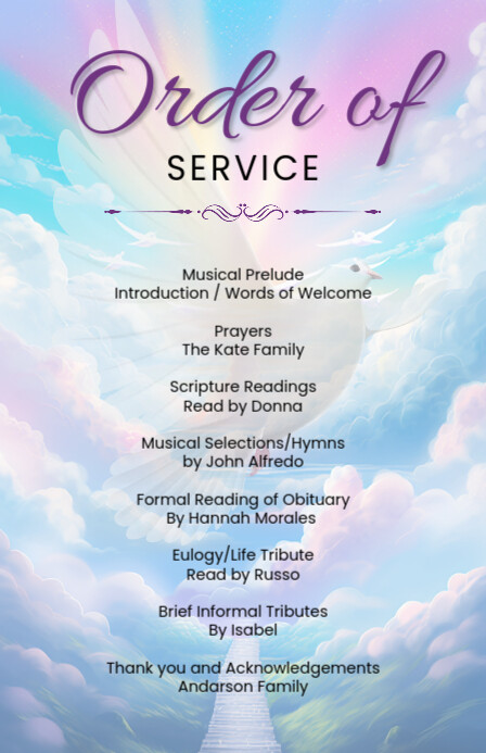 Maximalist Funeral Order Of Service Half Page Wide Isigamu Sekhasi Ububanzi template