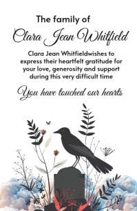 白色 Funeral Thank You Card Halv side bred Template