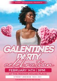 Maximalist Galentines Party Flyer  A3 template