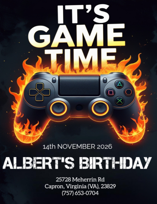 Copy of Maximalist Game Controller Birthday Invitation Flyer (Us Letter ...