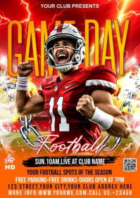 Czerwony Football Game Day Event A1 Template