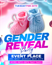 Maximalist Gender Reveal Newborn Baby Sex Announcement Pink Or Blue Celebration Party Event Invitati Instagram Portrait template