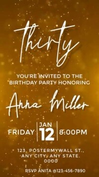Maximalist Glitter Birthday Party Invite Digital Display (9:16) template