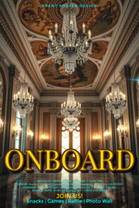 Maximalist Golden Ballroom Team Welcome Design In Hollywood Drama Style Poster template