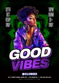 Maximalist Good Vibes Party Flyer A6 template