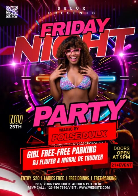 Maximalist Gradient Night Club Flyer  A5 template