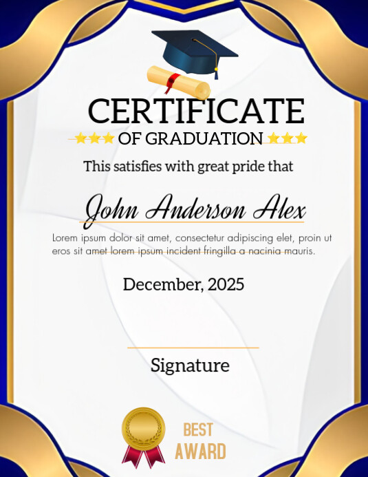 Maximalist Graduation Certificate/ Certificate Design/ Certificate Flyer/ Certificate Of Graduation Folheto (US Letter) template