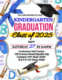 White Kindergarten Graduation Flyer Template