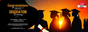 Hitam Graduation Ceremony Invitation Cover na Larawan ng Facebook Template