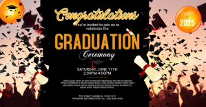 Black Maximalist Graduation Party Facebook Event Cover ปกอีเวนต์บน Facebook Template