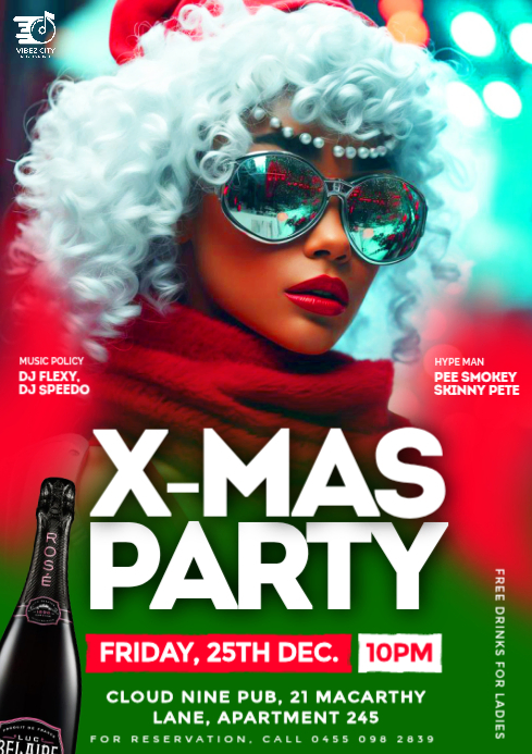 Copy of Maximalist Green 3D Xmas Party Night Event Flyer Poster A4 ...
