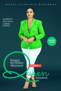 Maximalist Green Happy Birthday Design  Flyer Poster template