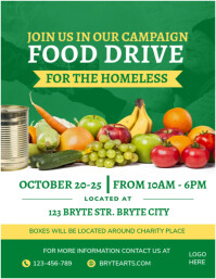 Maximalist Green Modern Food Drive Flyer (us Letter) template