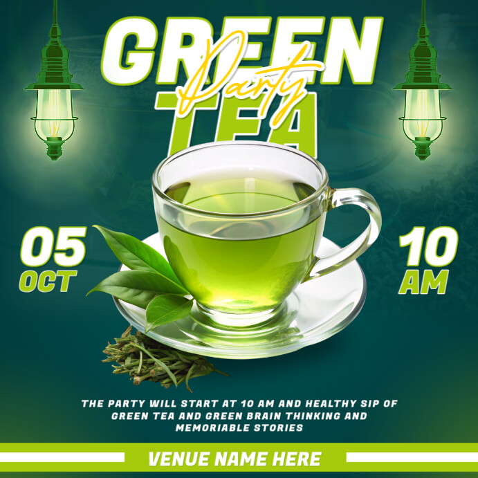 Modèle Maximalist Green Tea Party Instagram Post | PosterMyWall