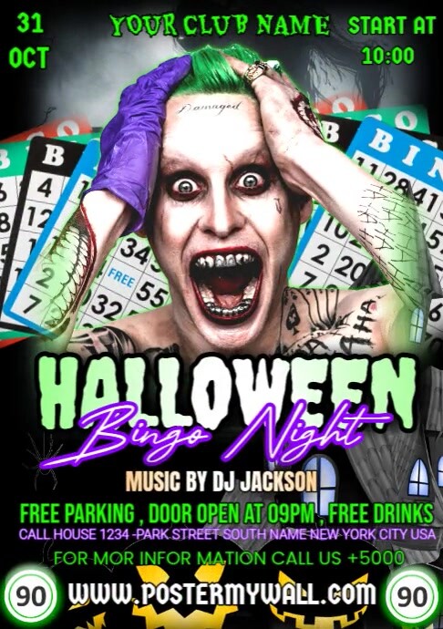 Maximalist Halloween Bingo Night Party A4 template