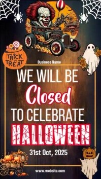 Black Halloween Closure Announcement Display digitale Template