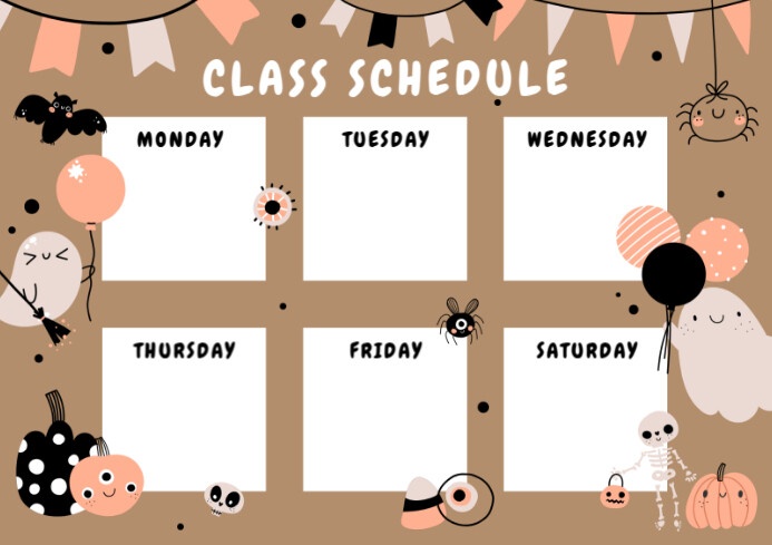 Maximalist Halloween Class Schedule A3 template