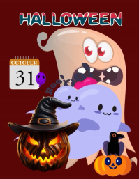 红色 Halloween Celebration Flyer Template