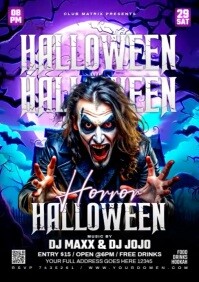Black Halloween Party A4 Template