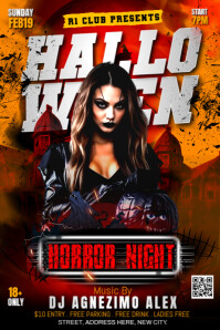 Maximalist Halloween Horror Party Flyer Banner 4' × 6' template