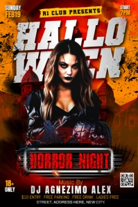 Maximalist Halloween Horror Party Flyer Banner 4' × 6' template