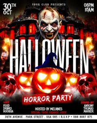 Maximalist Halloween Horror Party Flyer Poster/wallboard Póster/Tablero template