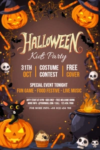 Maximalist Halloween Kids Party Pinterest Graphic template