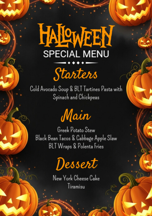 Maximalist Halloween Menu  A4 template