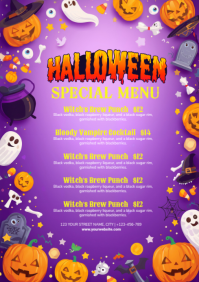 Maximalist Halloween Menu Template   A4