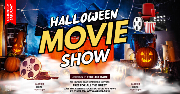 Maximalist Halloween Movie Night  Facebook Event Cover template
