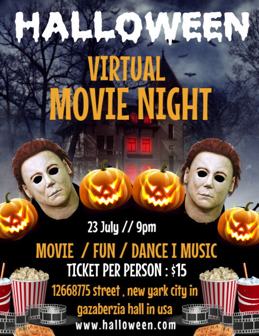 Maximalist Halloween Movie Night Flyer (us Letter) Pamflet (VSA Brief) template