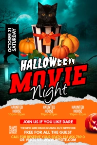 Maximalist Halloween Movie Night Pinterest Graphic template