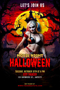 Maximalist Halloween Movie Night Poster Плакат template