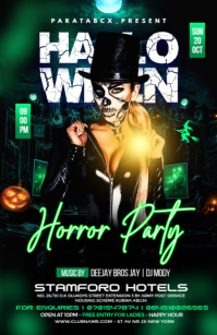 Black Halloween Horror Party Tabloid Template