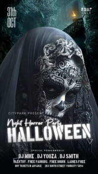 Maximalist Halloween Night Horror Party Poster Template Instagram Story
